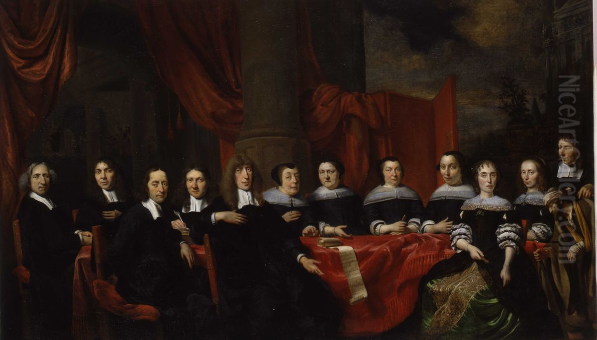 Regenten en regentessen van het Heilig Sacramentsgasthuis Oil Painting by Cornelis Bisschop