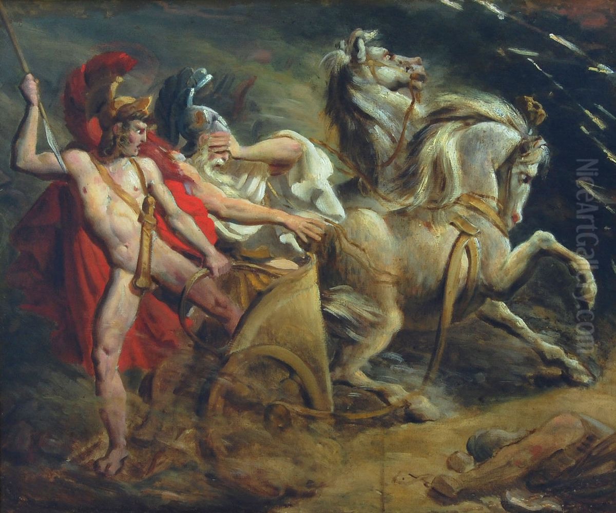 Grieksch gevecht (Nestor et Diomede) Oil Painting by Ary Scheffer