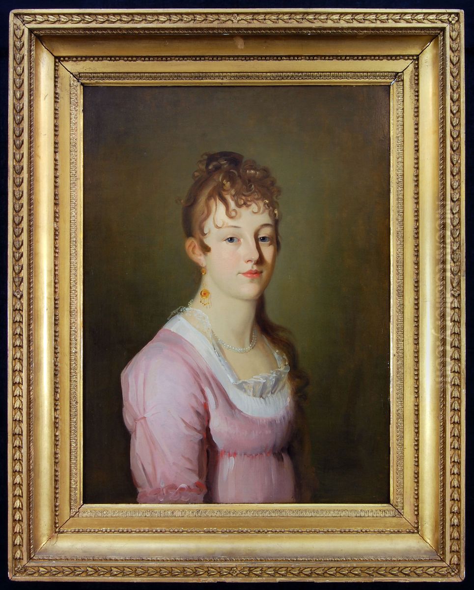 Portret van Petronella Christiina van der Koog op 13-jarige leeftijd Oil Painting by Johann Baptist Scheffer