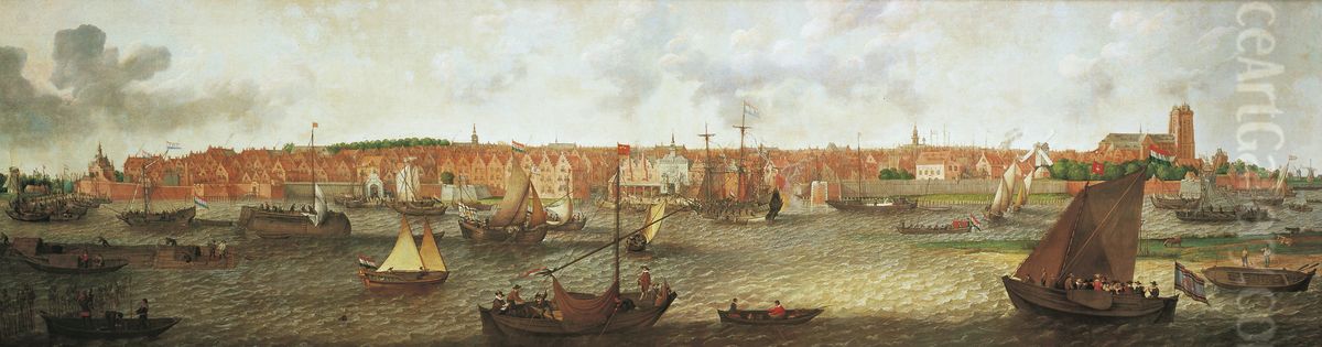 Gezicht op Dordrecht vanaf de Noord Oil Painting by Adam Willaerts