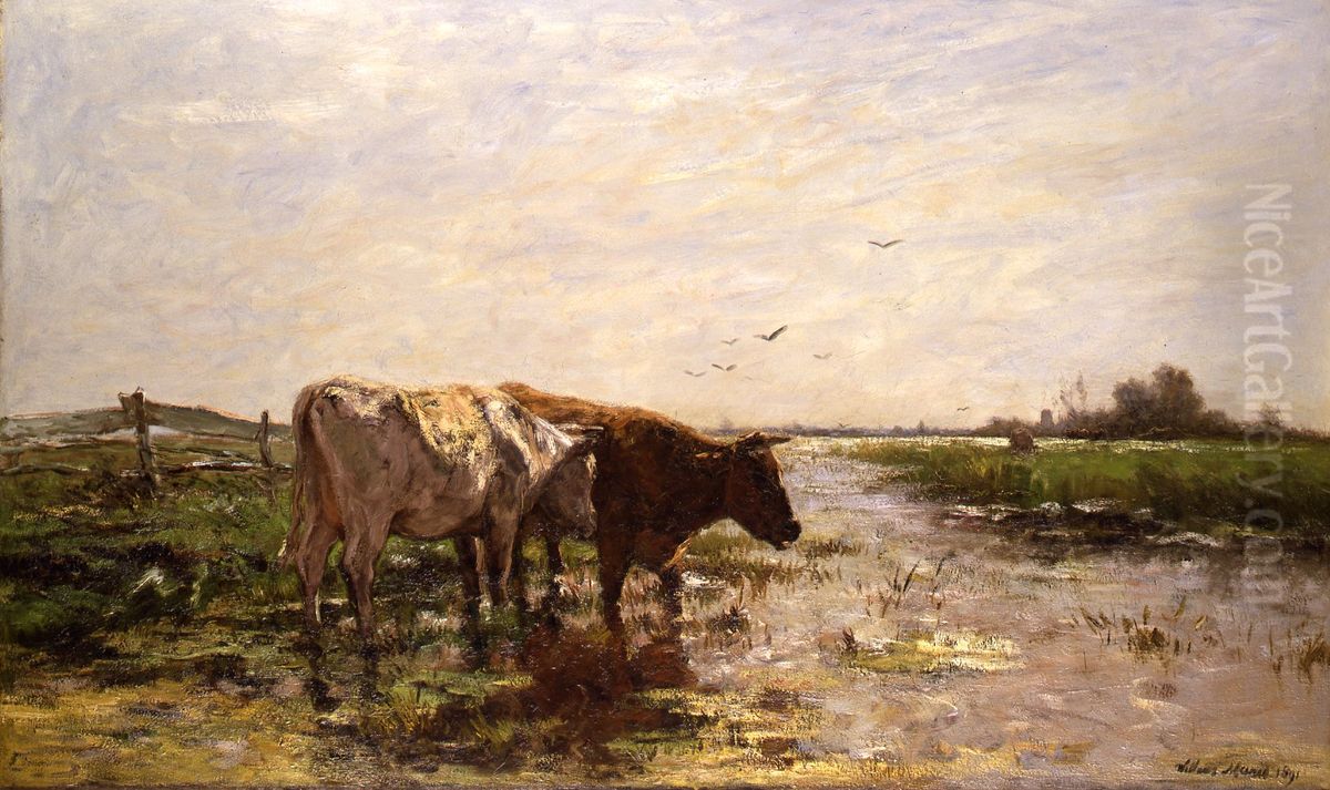 Koeien aan een plas Oil Painting by Willem Maris Koeien aan een plas Oil Painting by Willem Maris