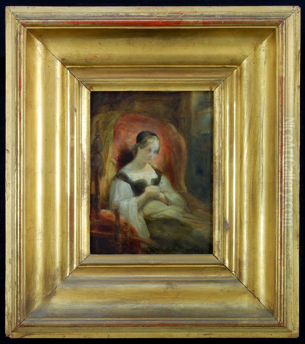 Margaret at the Spinning Wheel (Goethe, Faust 1, 15) Oil Painting by Ary Scheffer