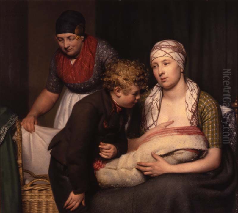Mother's happiness Oil Painting by Willem Bartel Van Der Kooi