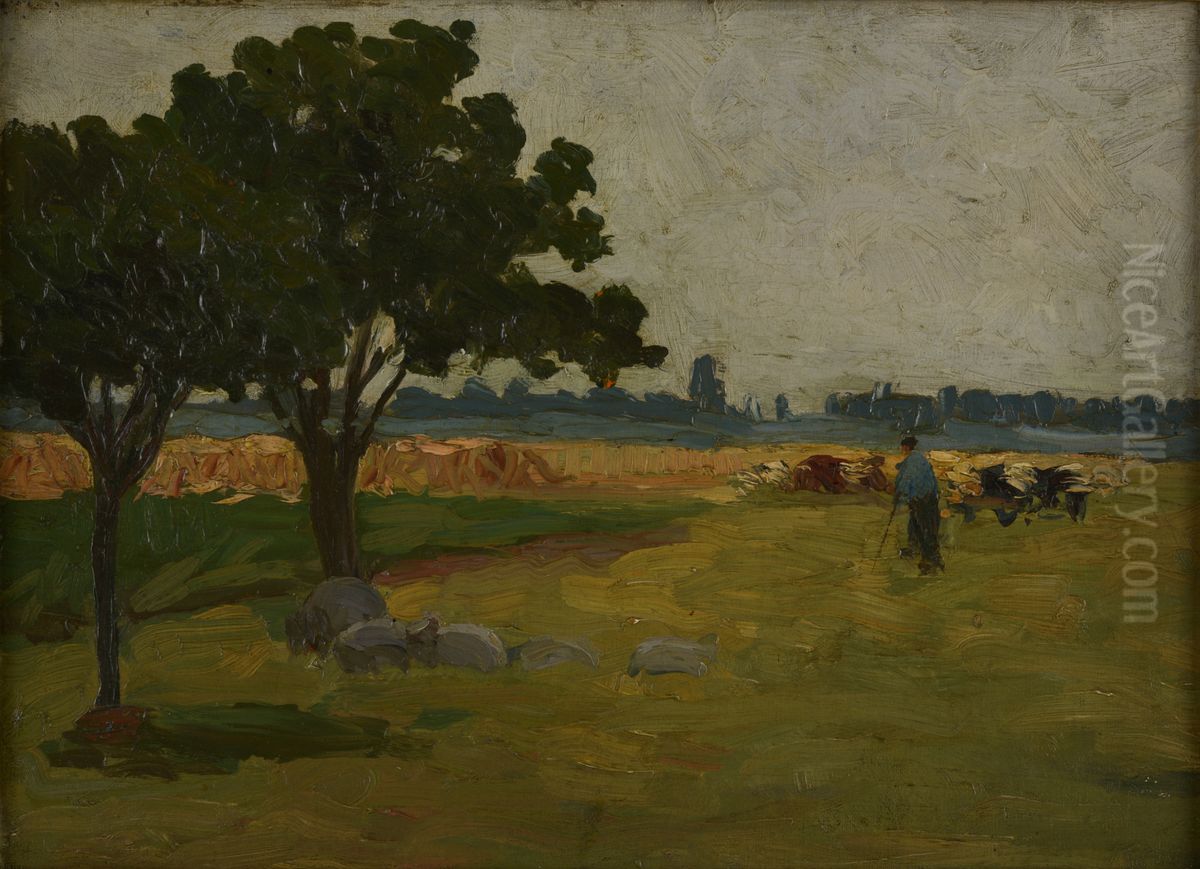 Onder de vruchtboomen Oil Painting by Rinus Reus
