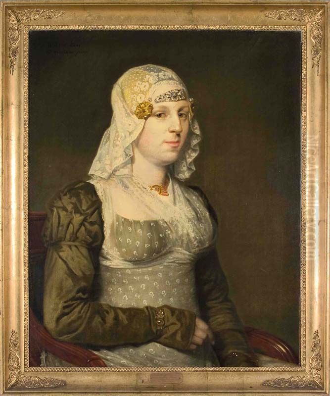 Portrait of Anna de Jong (1797-1823) Oil Painting by Willem Bartel Van Der Kooi
