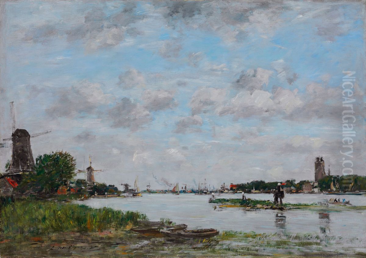 The Meuse near Dordrecht Oil Painting by Eugene Louis Boudin