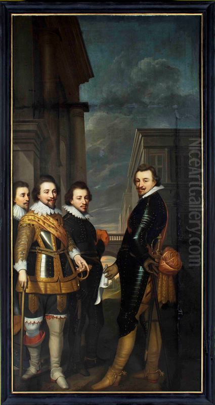 Groepsportret van de graven van Nassau-Siegen en Nassau-Dillenburg Oil Painting by Wybrand de Geest