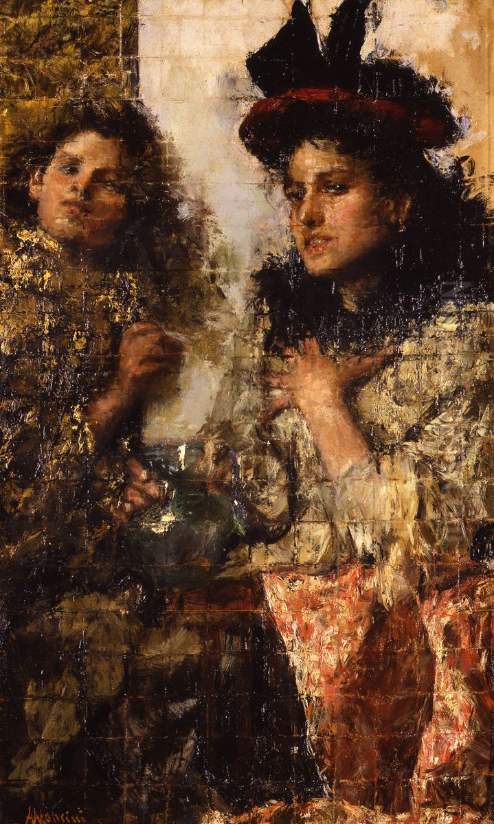 The refreshment Oil Painting by Antonio Mancini