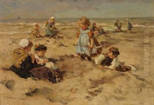 Spelende kinderen aan het strand