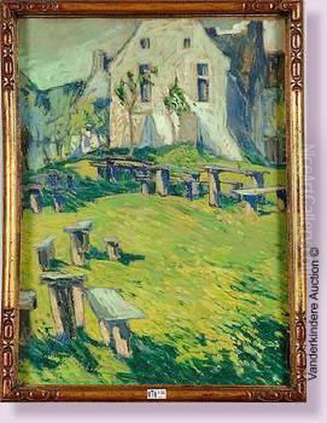 La Ferme Saint Eloi A Uccle Oil Painting by Paul Cauchie