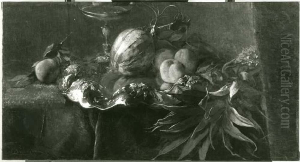 Still life with pineapple and other fruits Oil Painting by Christoffel Bisschop