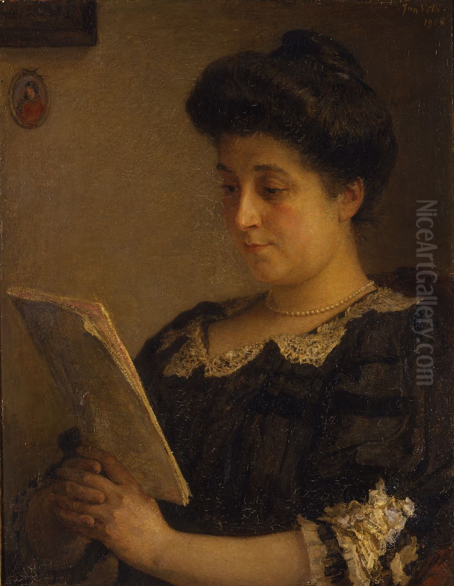 Portret van mevrouw H.J.E. Wertheim Salomonson-Hijmans Oil Painting by Jan Veth