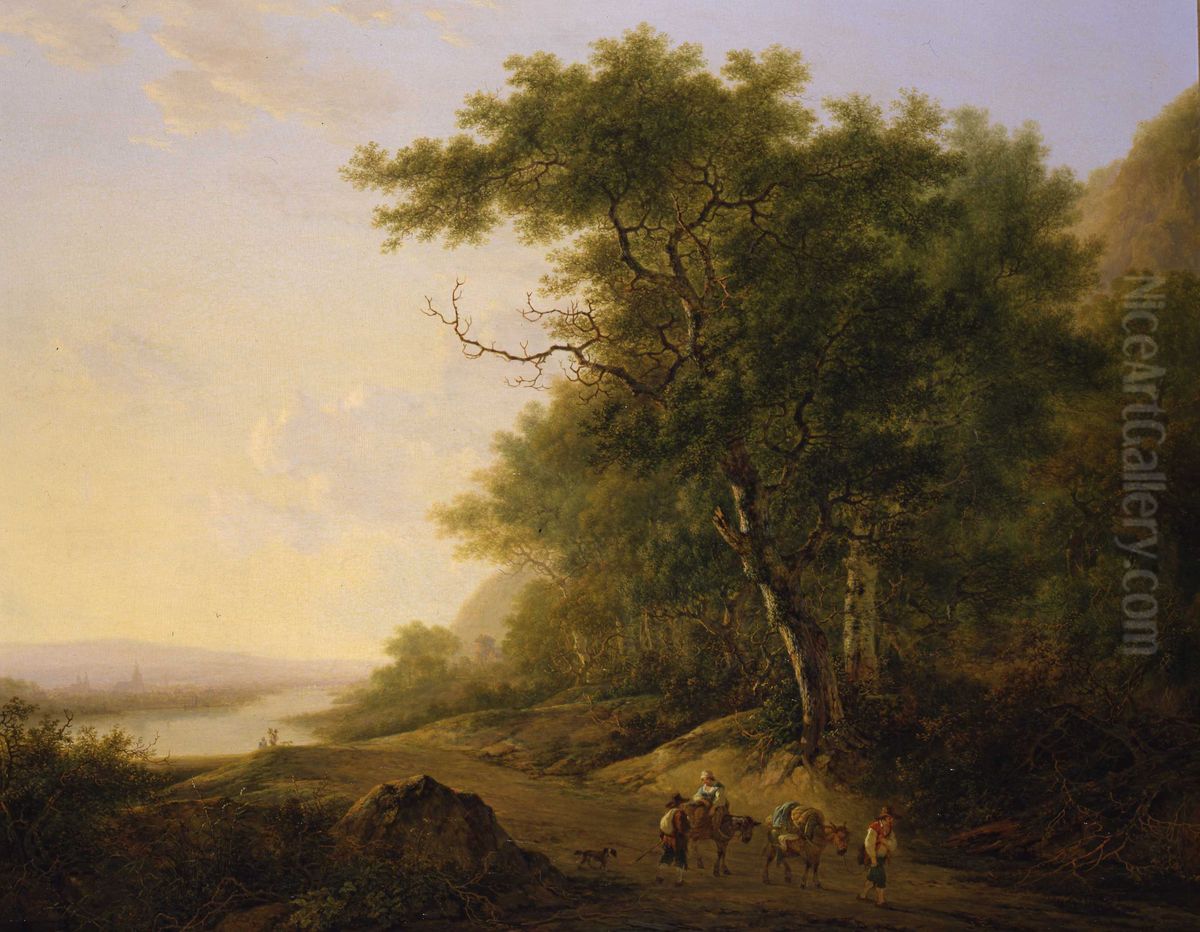 Bergachtig landschap met rivier Oil Painting by Jacob van Strij