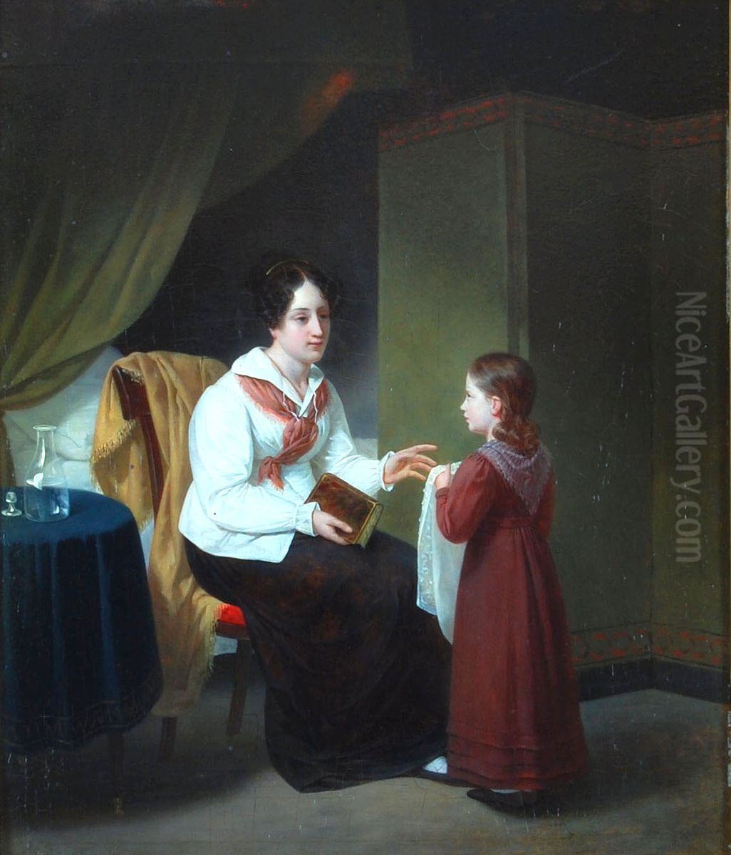 De vermaning Oil Painting by Hendrik Scheffer