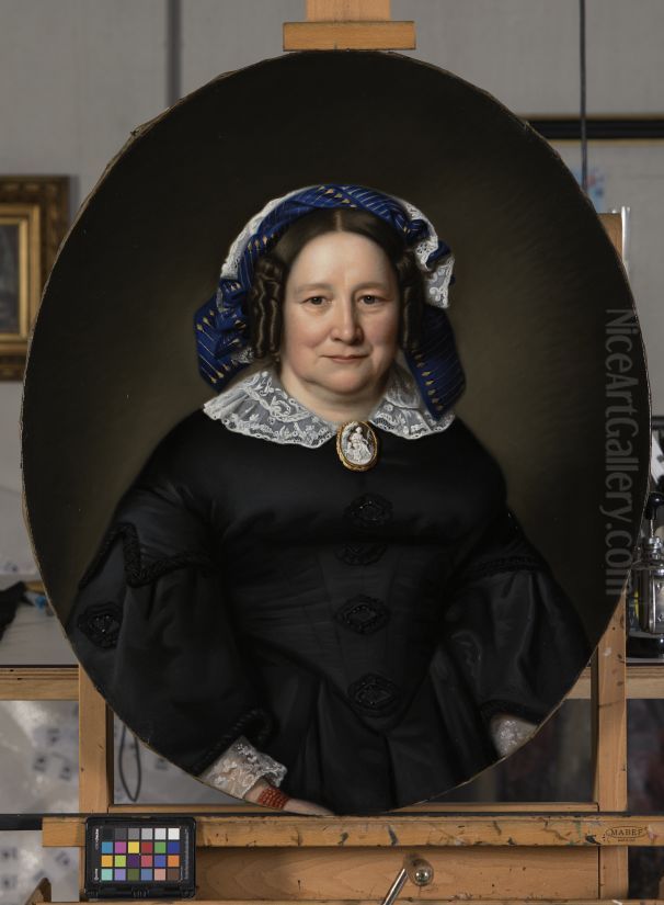Portrait of Johanna Eliza Huber (1805-1882) Oil Painting by Johan Joeke Gabriel van Wicheren
