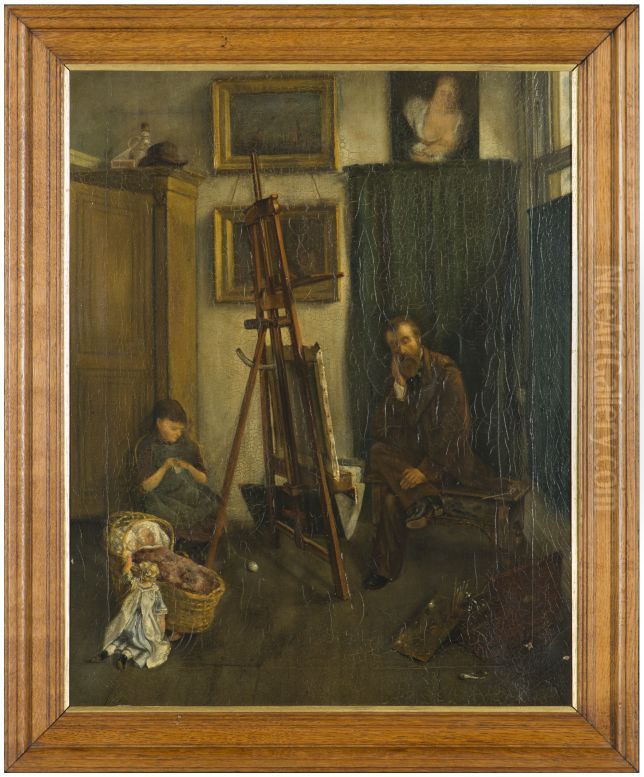 Gezicht in het atelier van A. Martin Oil Painting by Albert Martin