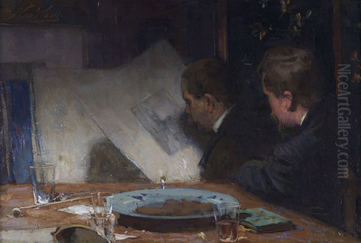 De kunstbeschouwing Oil Painting by Nicolaas Van Der Waay