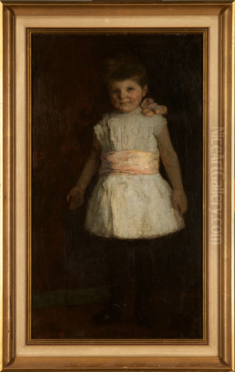 Portret van Johanna Jozina Singels op 4-jarige leeftijd Oil Painting by Jan Veth