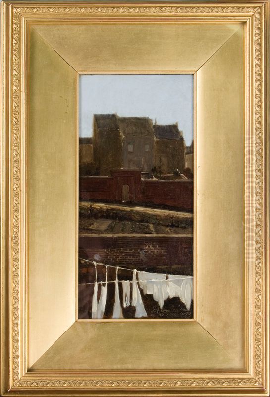 View from Window of Gardens and Facades of Houses Oil Painting by Lawrence Alma-Tadema