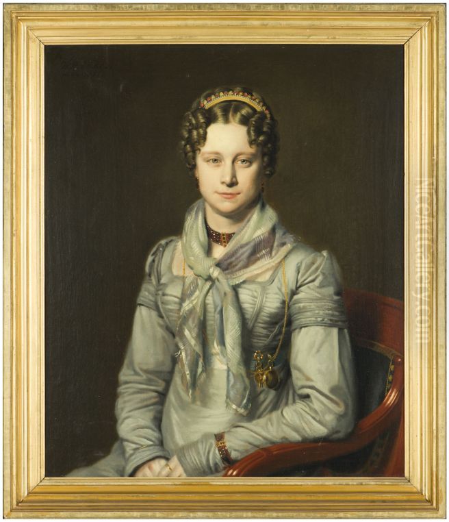 Portret van Geertruid de Wendt Oil Painting by Willem Bartel Van Der Kooi