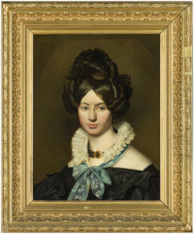 Portrait of Martha Kuypers (1810-1868) Oil Painting by Willem Bartel Van Der Kooi