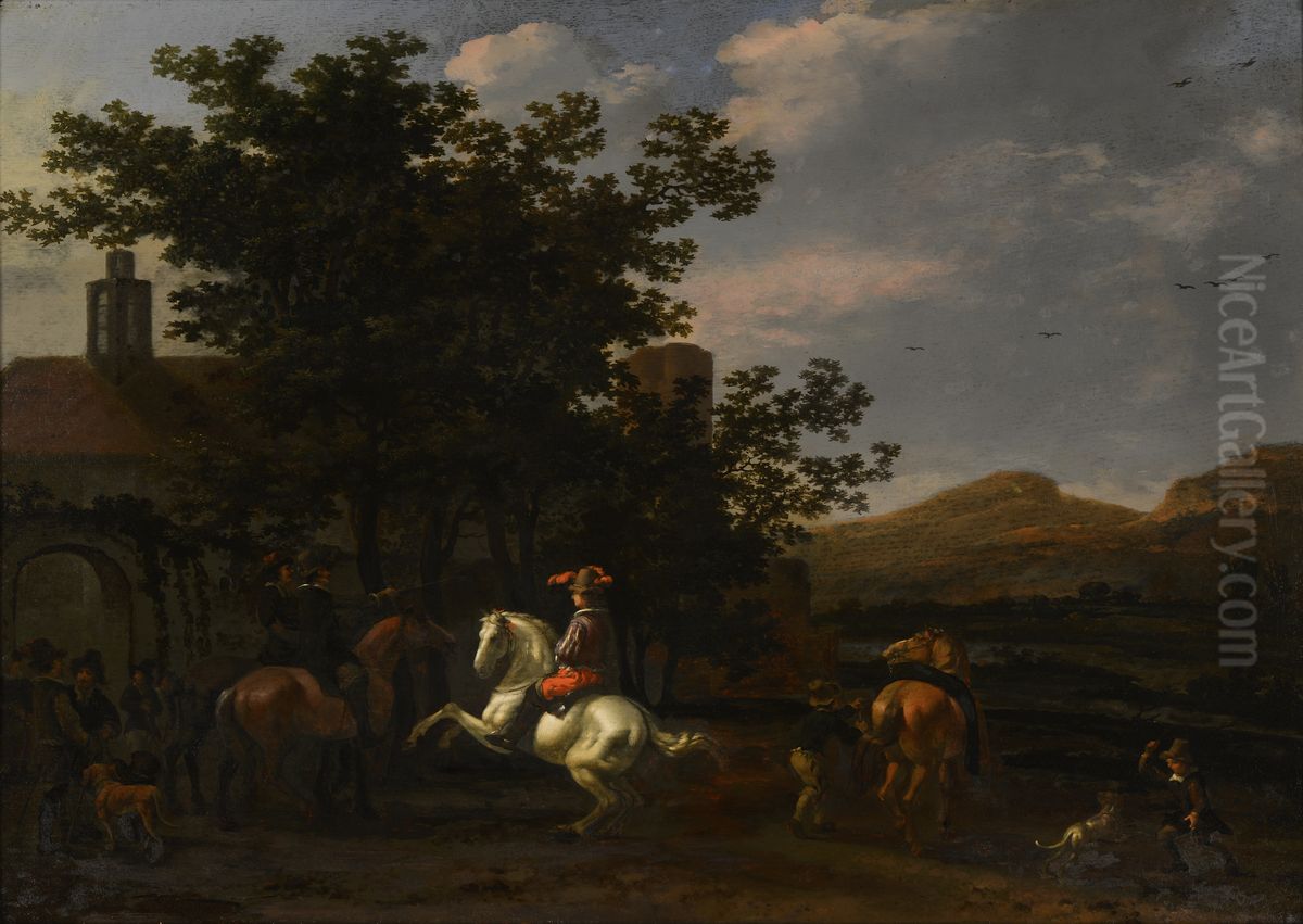 Landschap met ruiters Oil Painting by Abraham Van Calraet Landschap met ruiters Oil Painting by Abraham Van Calraet