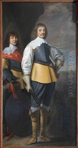 Double portrait of Johan Maurits van Nassau-Siegen (1604-1679) and Johan Ernst van Nassau-Siegen (1618-1639) Oil Painting by Gerard van Honthorst