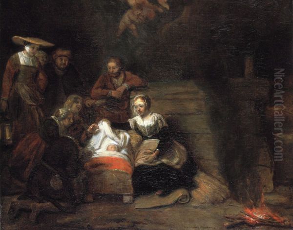 Adoration by the shepherds Oil Painting by Samuel Van Hoogstraten