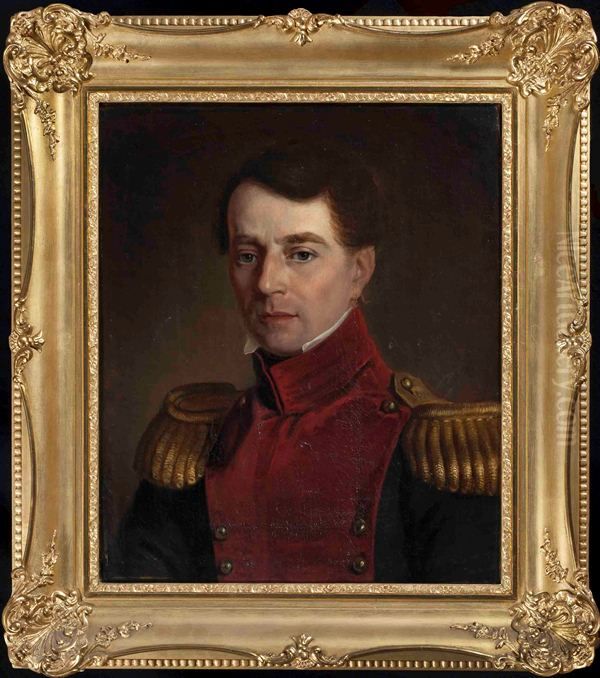 Portret van een jonge officier Oil Painting by Tjeerd Andringa