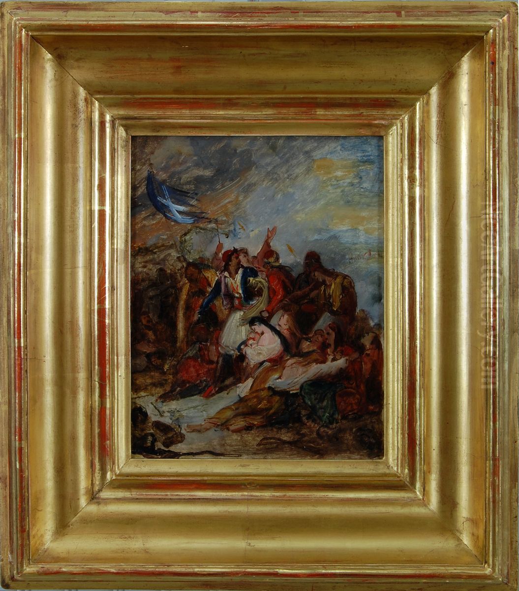 De overgeblevenen van het garnizoen van Mesolongi op het moment dat de mijn waardoor ze zullen omkomen, aangestoken wordt Oil Painting by Ary Scheffer