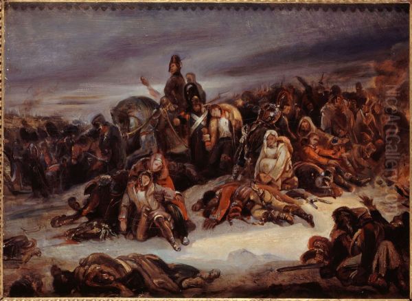 De terugtocht uit Rusland in 1812 Oil Painting by Ary Scheffer