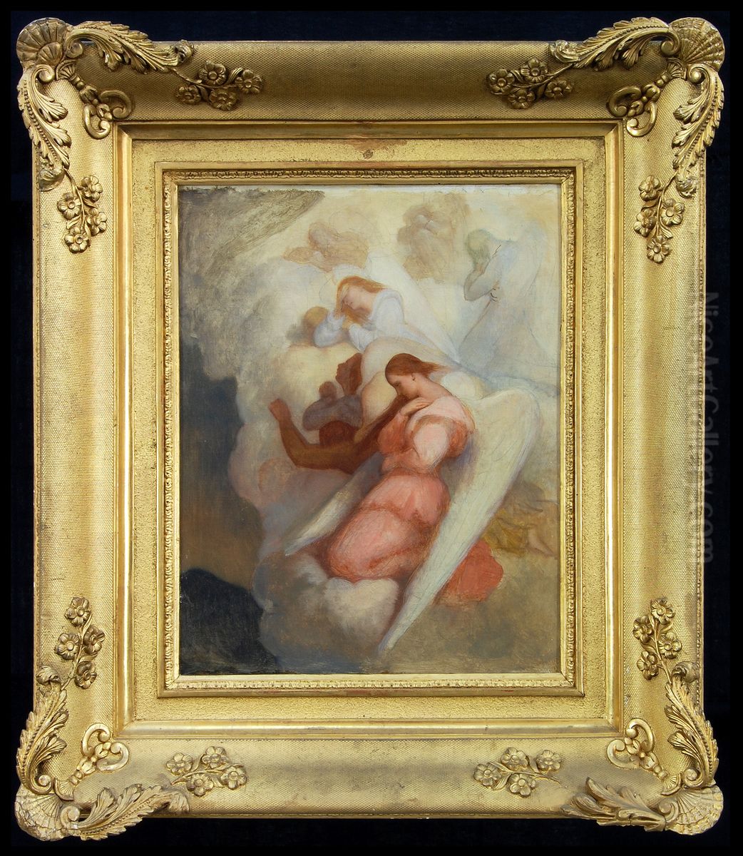 Engelen treurende over den dood van Christus Oil Painting by Ary Scheffer