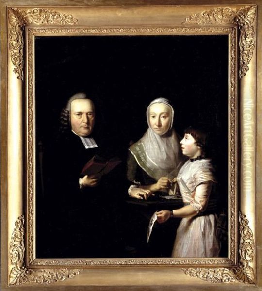 Portrait of Albertus Snethlage (1727-1796), Magdalena Sas (1742-1798) and Anna Gijsberta Snethlage (1782-) Oil Painting by Dirk Ploegsma
