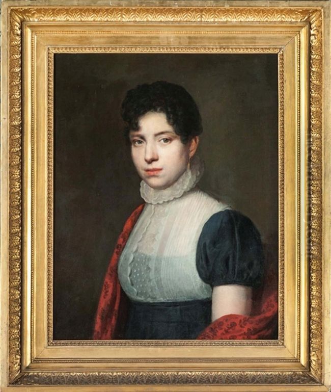 Portrait of Maria Gijsberta Verhoesen (1780-1833), echtgenote van Jeronimo de Vries Oil Painting by Willem Bartel Van Der Kooi