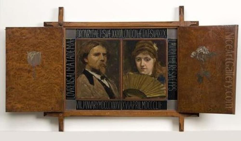 Double portrait of Lourens Alma Tadema (1836-1912) en Laura Theresa Epps (1852-1909) Oil Painting by Lawrence Alma-Tadema