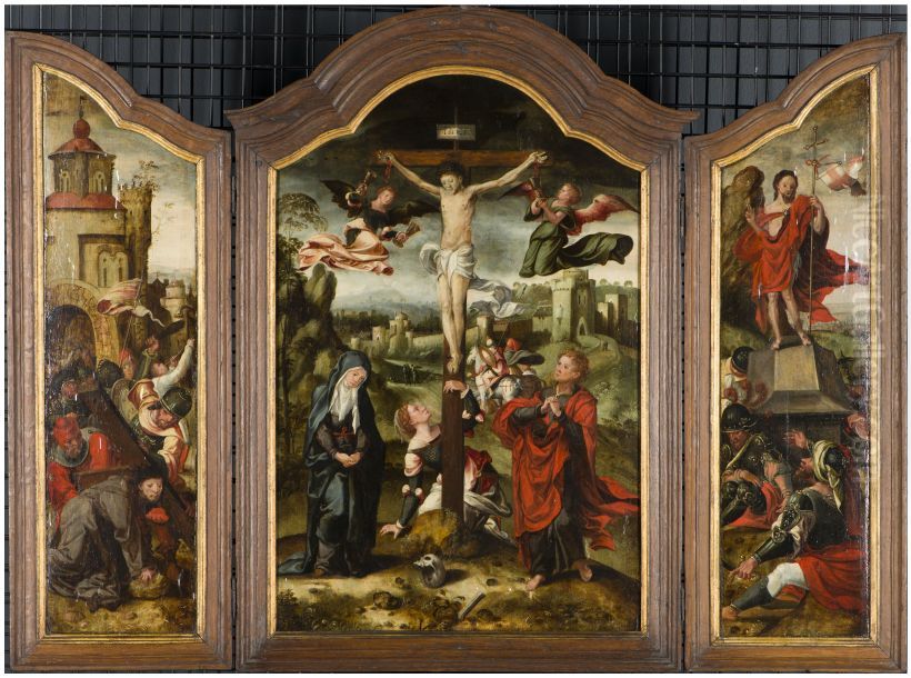 the crucifixion, the crucifixion and the resurrection of Christ Oil Painting by Pieter Coecke Van Aelst