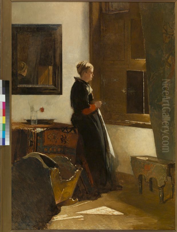 Lege wieg Oil Painting by Christoffel Bisschop