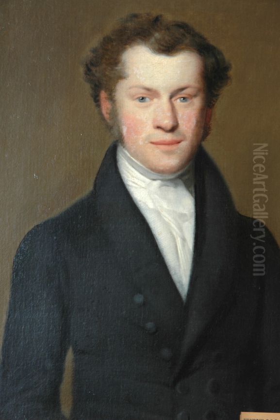 Portrait of Rengerus Hendrik Sjuck Gerrold Juckema van Burmania Rengers (1796-1873) Oil Painting by Willem Bartel Van Der Kooi