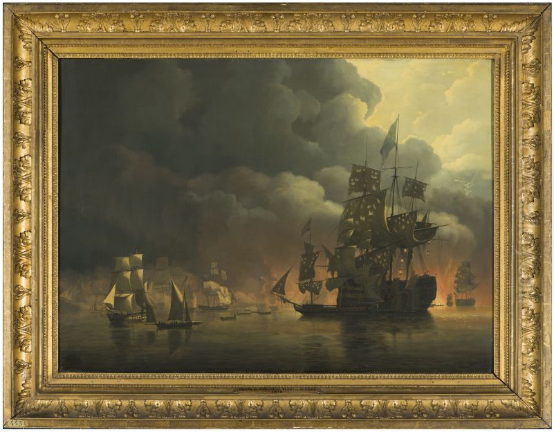 Vloot onder Lord Exmouth Oil Painting by Nicolaas Baur