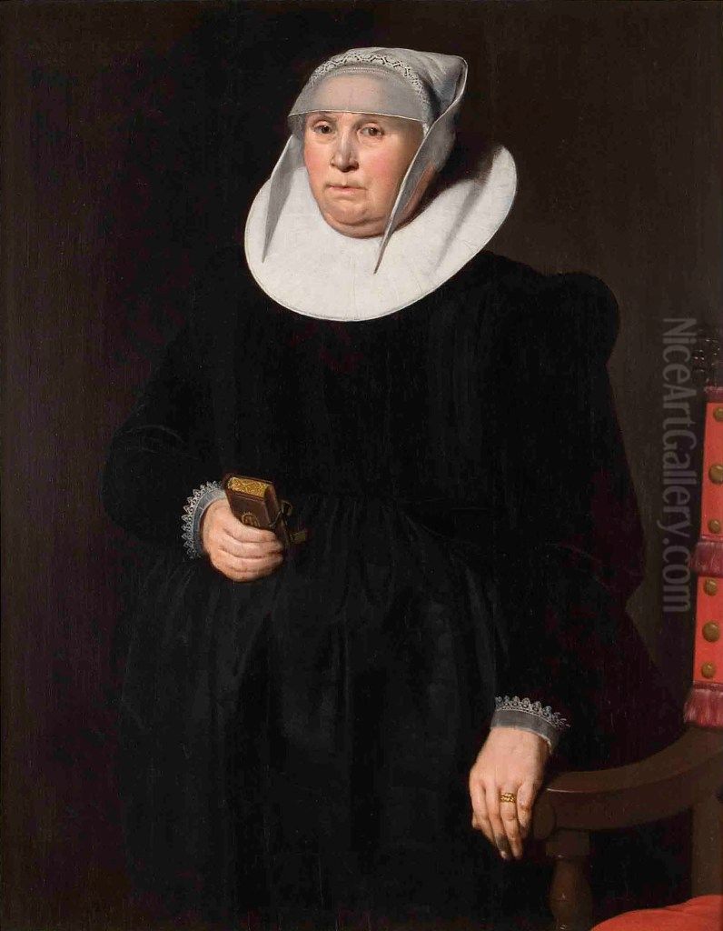 Portrait of Anna Catharina van Dekema (1559-..) Oil Painting by Wybrand de Geest