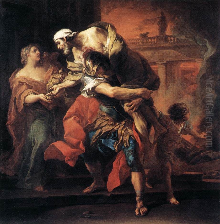 Enee portant Anchise Oil Painting by Charles-Andre van Loo
