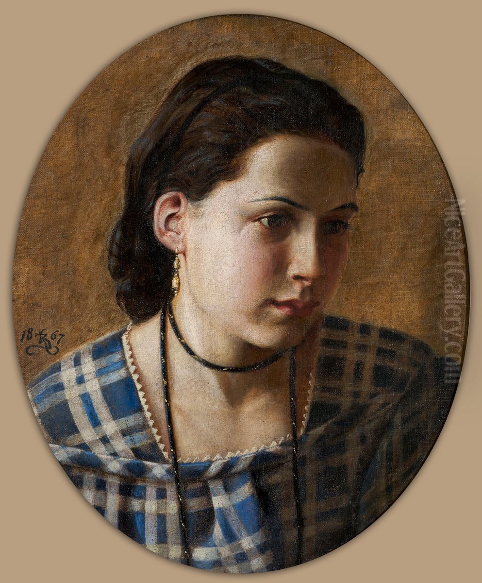 Portraet af Vilhemine Erichsen Oil Painting by Kristian Zahrtmann