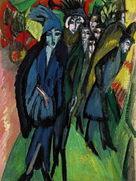 strassenszene berlin Oil Painting by Ernst Ludwig Kirchner