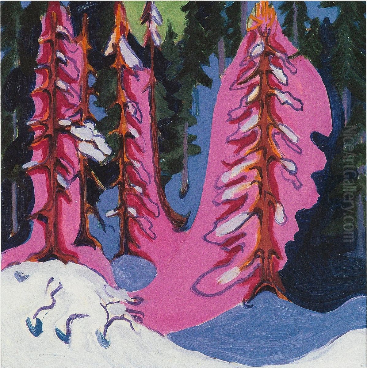 Am Waldrand Oil Painting by Ernst Ludwig Kirchner