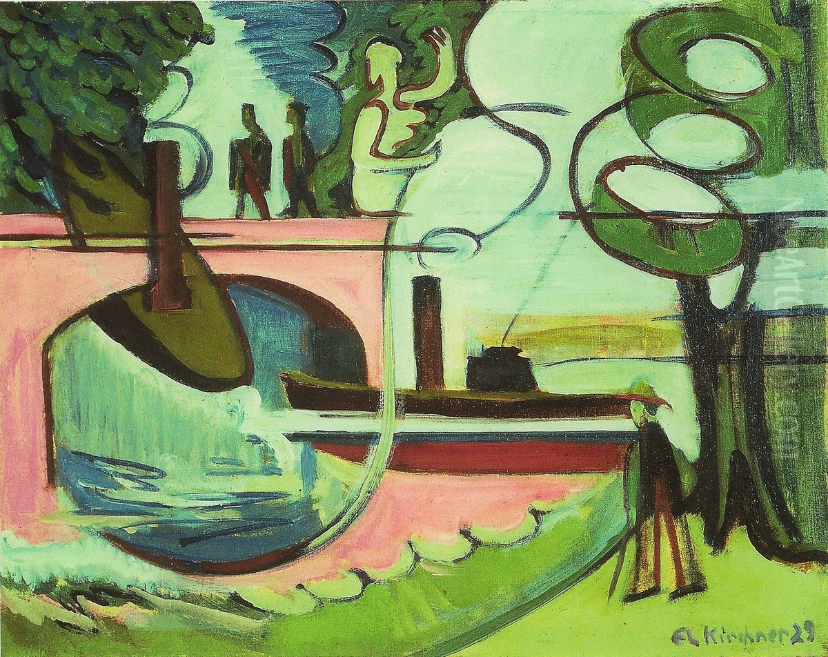 Banks of the Landwehrkanal in the morning Oil Painting by Ernst Ludwig Kirchner