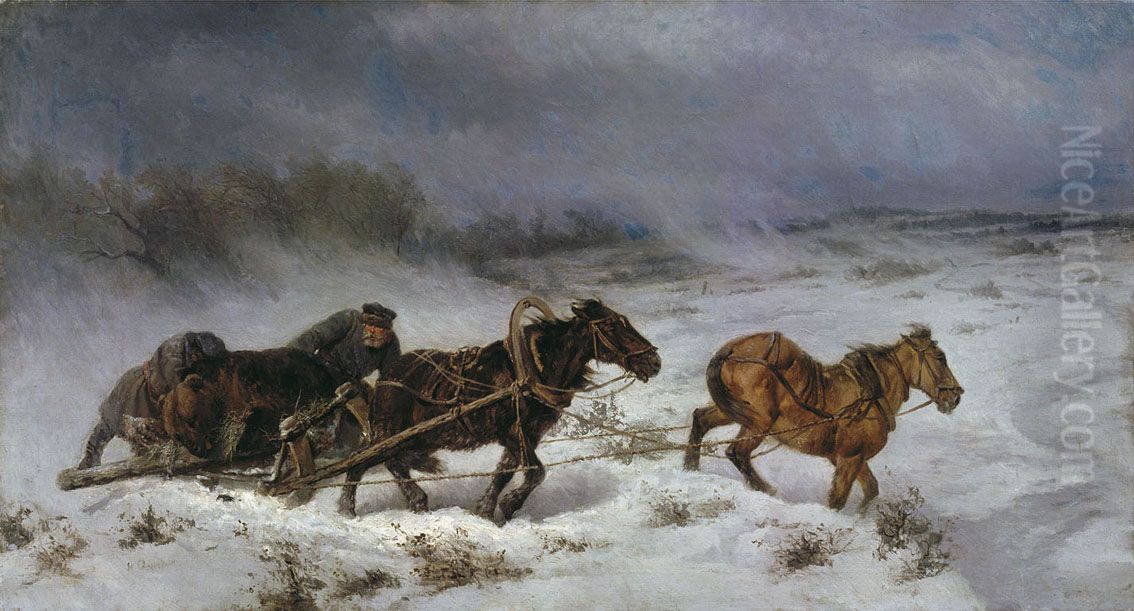 <<Ohota na medveda>> Oil Painting by Nikolai Sverchkov