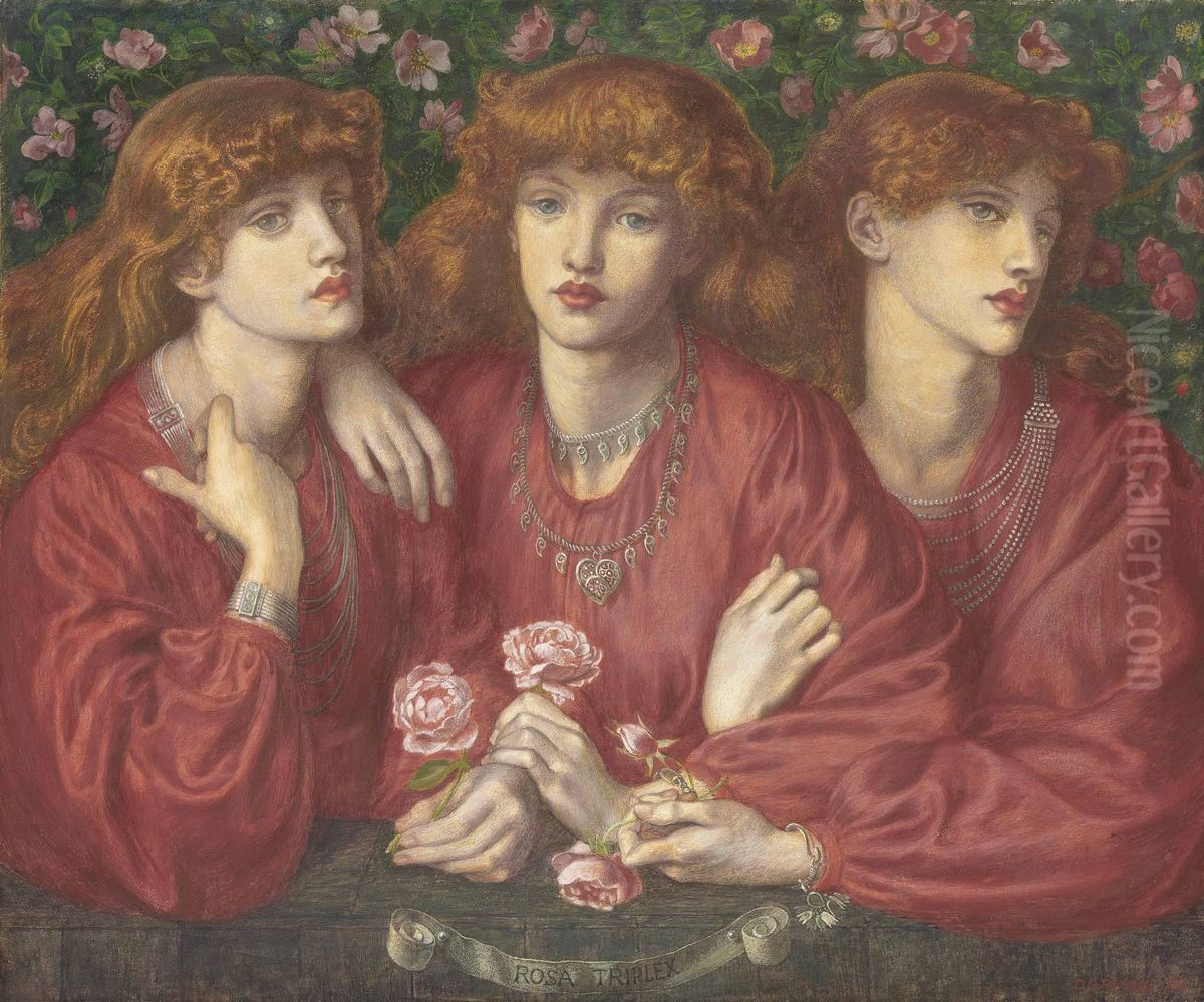 Rosa Triplex Oil Painting by Dante Gabriel Rossetti