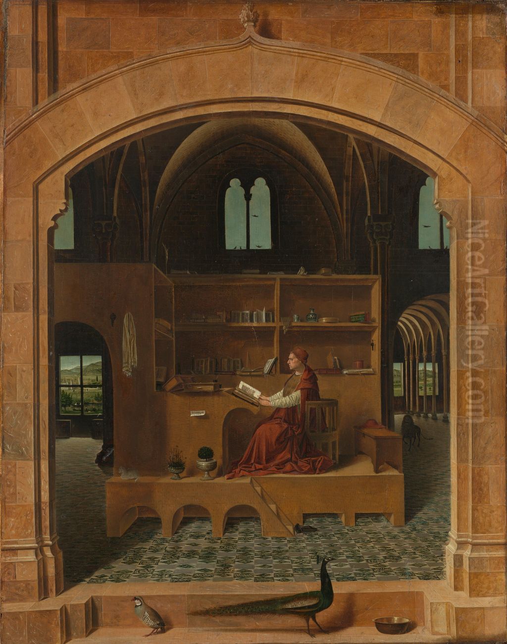 Saint Jerome in his Study Oil Painting by Antonello da Messina