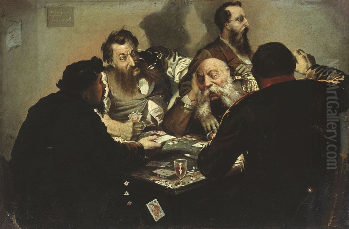Card-Sharpers Oil Painting by Ivan Kalganov