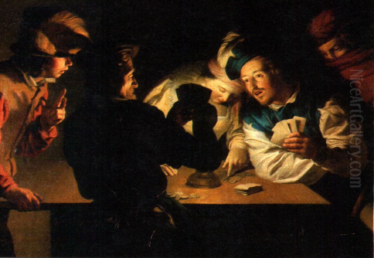 The Cardsharps Oil Painting by Gerard van Honthorst